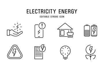 set Energy efficiency concept and electricity icon