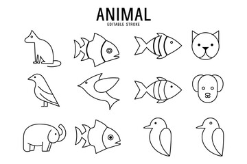 set Animals icon collection design vector stroke