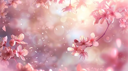 A delicate cherry blossom background featuring soft pink petals and a subtle spring atmosphere