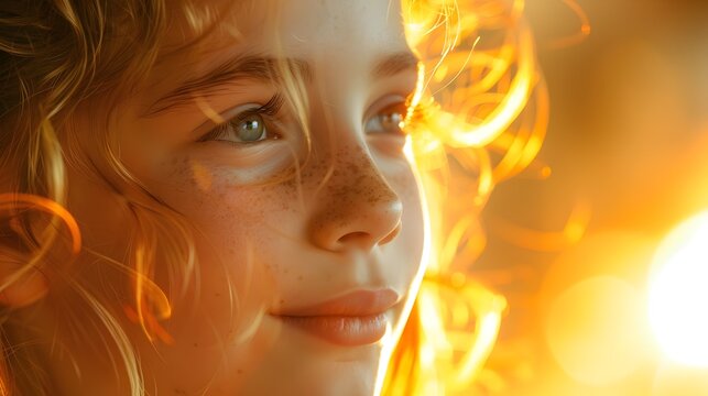 Young girl s glowing face radiates pride and joy capturing a moment of confidence and self acceptance