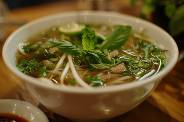 Bowl with traditional vietnamese pho