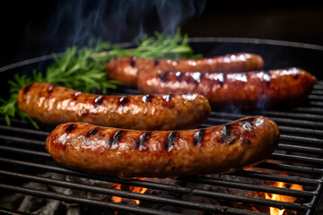 Sausages on a grill