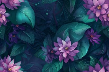 A vibrant seamless blossom centric pattern backdrop for engaging visual elements