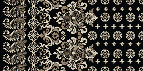 Abstract Traditional Scribble Style Hand Drawn Ikat Seamless Vector Pattern Trendy Fashion Colors Perfect for Allover Fabric Print or Wall Paper Damask Ethnic Concept Bright Orange White Tones

