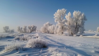 Obraz premium Frozen Beauty: Stunning Winter Landscape with Ice-Covered Trees