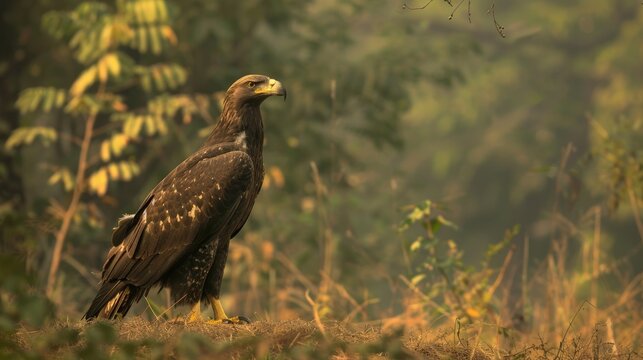 Spotted Eagle with Closed Nictitating Eyelid at Bhigwan Bird Sanctuary in Maharashtra