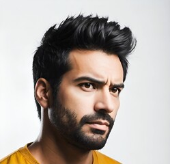 Obraz premium portrait of a man, people, expression, guy, boy, looking, eyes, casual, serious, head, model, hair, close-up, one, smile