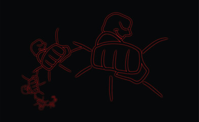 Illustration fist front view strong man ,bodybuilding ,fighting,combat,fitness