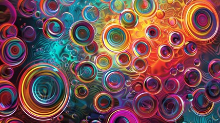 Fototapeta premium Psychedelic Circles in Neon Colors