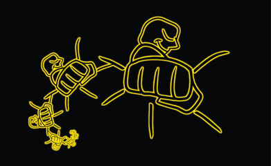 Illustration fist front view strong man ,bodybuilding ,fighting,combat,fitness