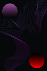 Vertical Vibrant gradient wave line background vector. Abstract trendy modern design wallpaper for covers, Brochures, flyers, card, web, Poster, music poster, Banners. Vector illustration