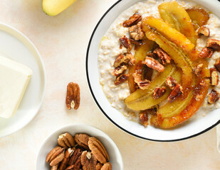 Caramelized banana oatmeal bowl