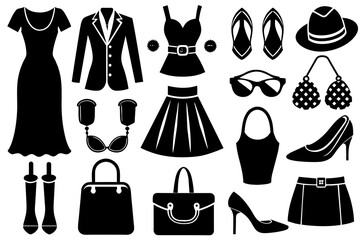 fashion set silhouette vector illustration