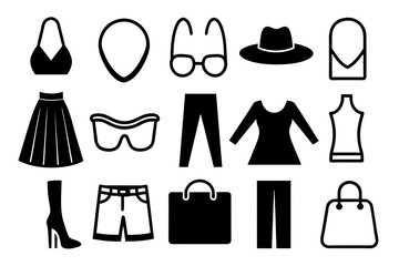 fashion set silhouette vector illustration