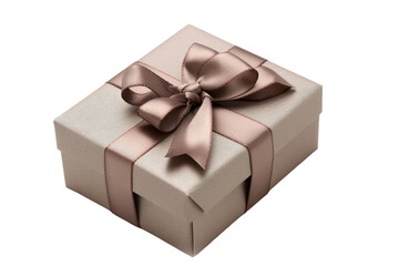 Obraz premium Gift Box with Brown Ribbon and Gold Trim isolated