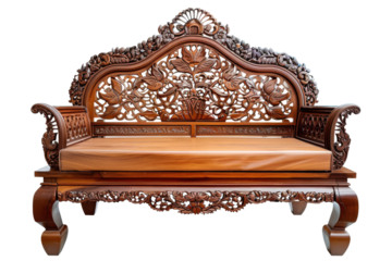 Isolated sofa and armchair on white background featuring vintage design and luxurious style with elegant upholstery