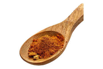 Vibrant spice in wooden spoon isolated transparent on background