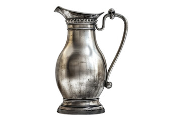 Vintage french silver pitcher isolated transparent on background