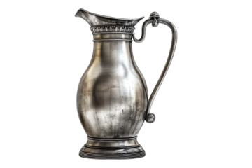 Vintage french silver pitcher isolated transparent on background
