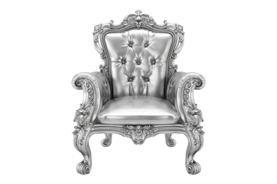waiting silver chair isolated transparent on background