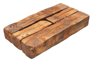 Wooden brick towel isolated transparent on background