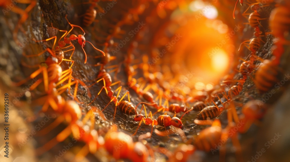 Aufkleber ants marching in a perfect spiral formation, illustrating their ability to navigate complex terrain 