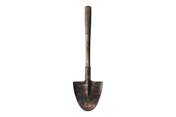 Wooden handle shovel isolated transparent on background