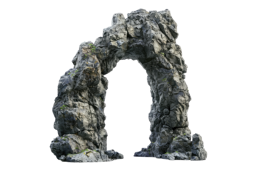 Woodland arch made of natural rocks isolated on transparent background