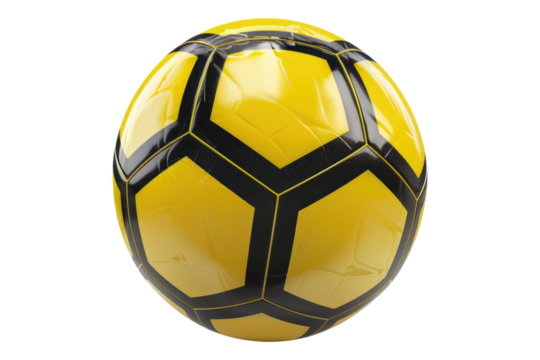 Yellow soccer ball isolated transparent on background