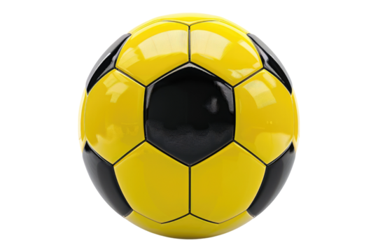 Yellow soccer ball isolated transparent on background