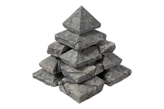 Zen stones pyramid isolated on transparent background