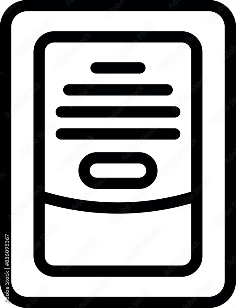Wall mural Line art illustration of a smartphone with a text document on its screen, perfect for apps and interfaces - Wall murals