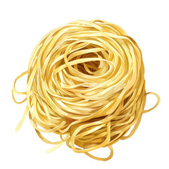 Jumbled Nest of Curly Pasta Strands in Various Shapes and Textures