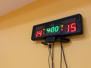 score board on the fencing sport palace