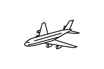 Simplified airplane icon in vector format, ideal for transportation themed projects. flying plane line vector illustration design.