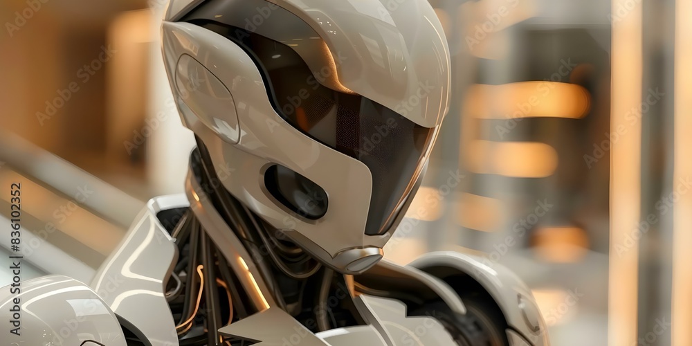 Poster ai revolutionizing daily life with technology like automation robotics chatbots and biometrics. conc