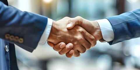 Businessmen shaking hands symbolizing agreement and partnership in a professional setting. Concept Business, Handshake, Partnership, Professional, Agreement