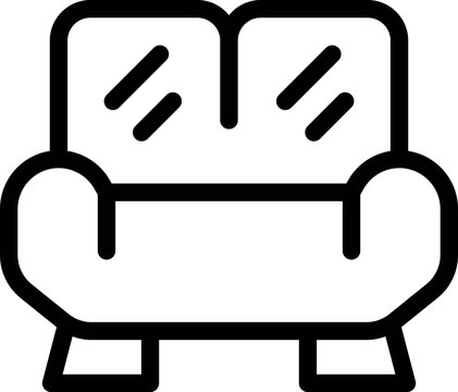 recommend clip art: Black and white vector line art of a contemporary twoseater sofa