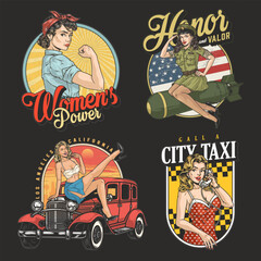 American girls colorful set flyers