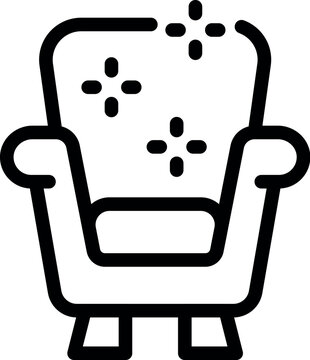 recommend clip art: Black and white icon of a splattered armchair, depicting a messy or dirty furniture concept