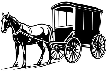 Amish buggy pulled by horse vector illustration
