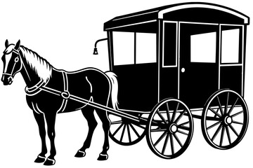 Amish buggy pulled by horse vector illustration