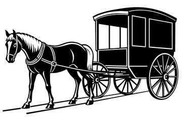 Amish buggy pulled by horse vector illustration