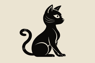  beautiful illustration vintage cat in sleek black