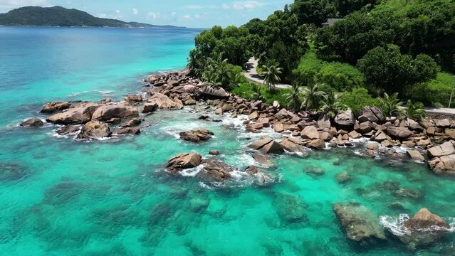 Iconic Rock Formations at Anse Source d'Argent, La Digue, Seychelles - Drone Footage