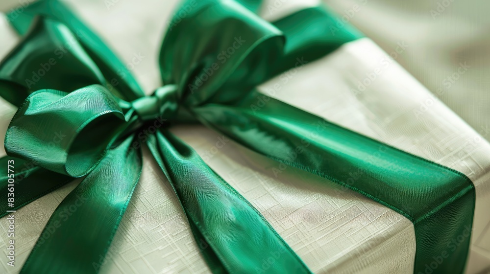 Poster special occasion present in green ribbon and bow