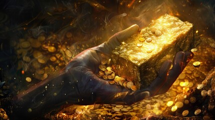 Naklejka premium Gilded wealth, clutched and scattered.