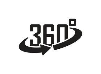 360 degrees icon in flat style. Rotate symbol vector illustration on isolated background. Angle view sign business concept.