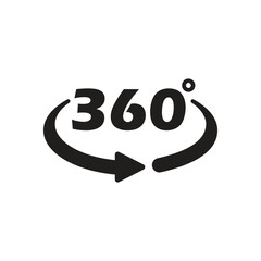 360 degrees icon in flat style. Rotate symbol vector illustration on isolated background. Angle view sign business concept.