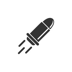 Cartridges icon in flat style. Bullet ammunition symbol vector illustration on isolated background. Ammo sign business concept.